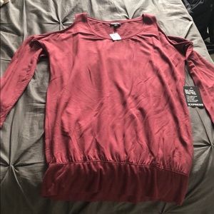 Long open shoulder sweater